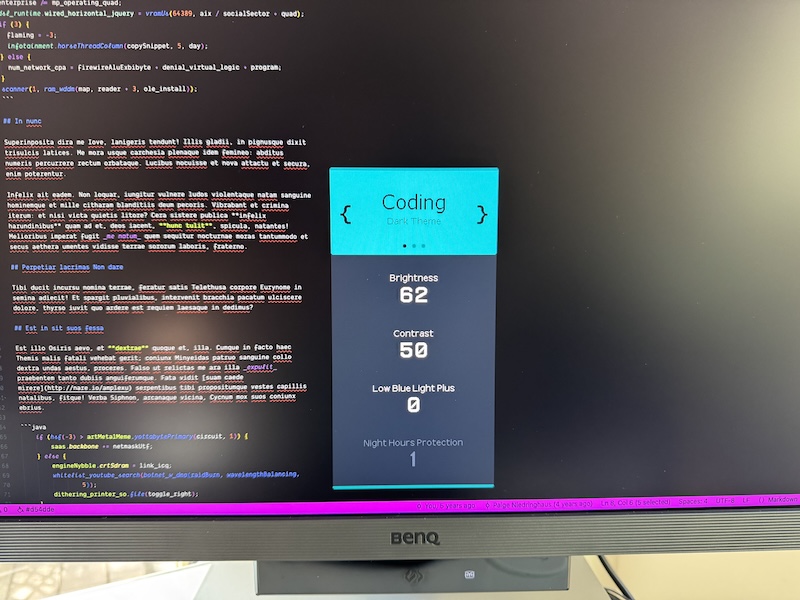 Photo of the display panel when the Coding HotKey on the Function Bar is tapped