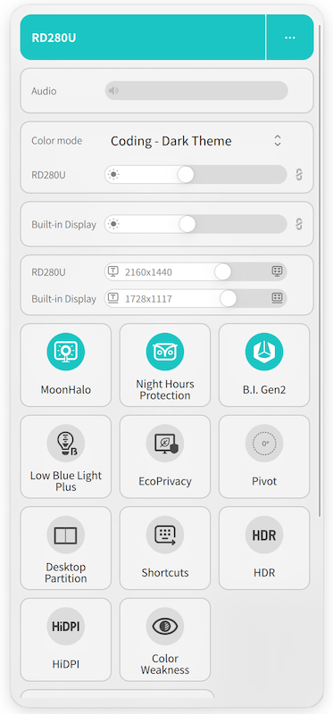 Screenshot of Display Pilot 2 software interface