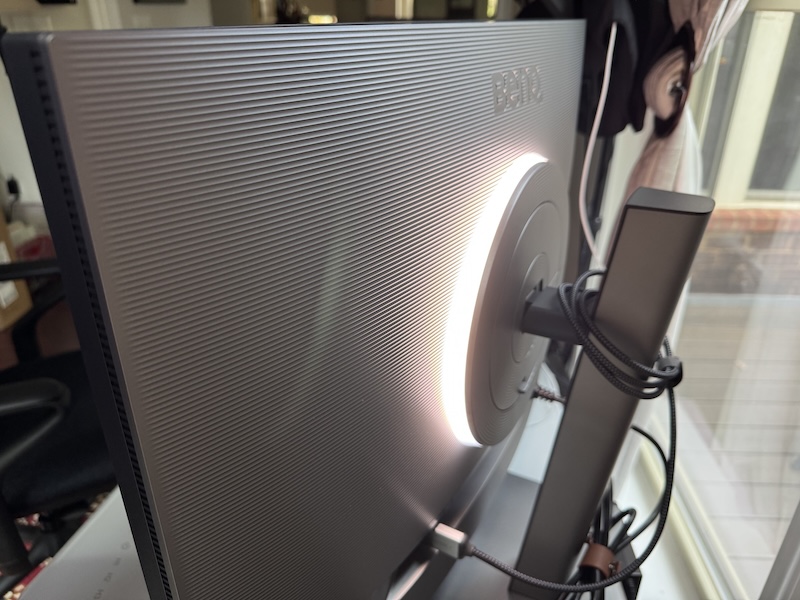 An angled shot of the MoonHalo light on the back of the RD280U monitor