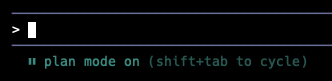 Selection of Claude Plan mode inside Claude Code terminal options