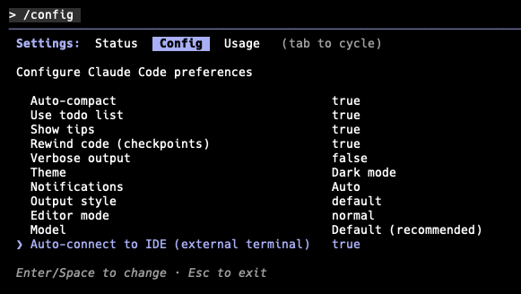 Claude Code settings where users can enable "Auto Connect to IDE"
