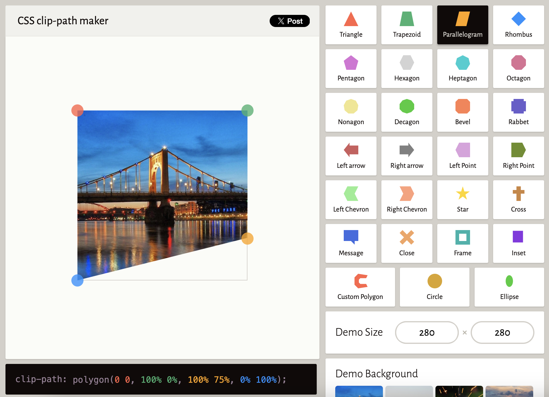 CSS clip-path maker website