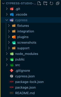 Cypress folder structure inside of new project