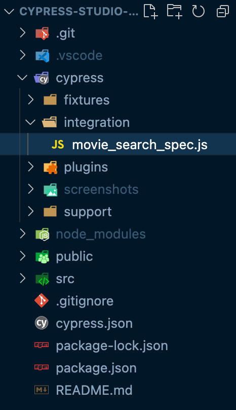 New test file in Cypress integration folder