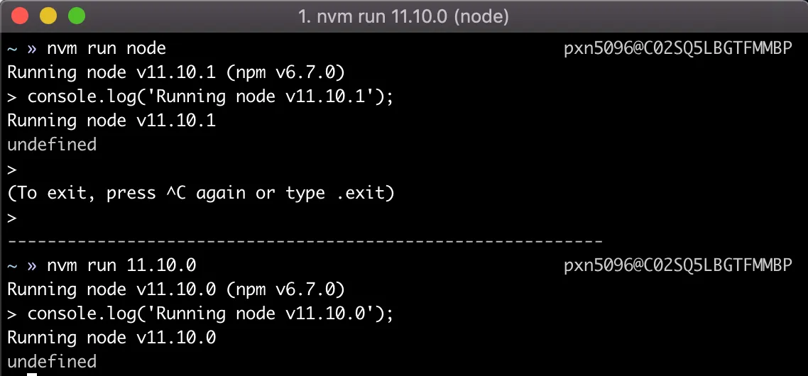 Choose which version of Node.js to run with nvm