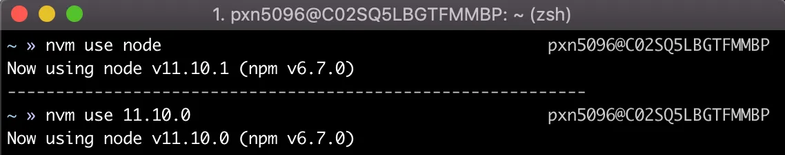 Choose which version of Node.js to use with nvm