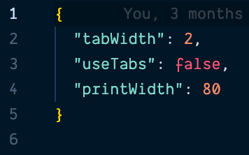 Sample Prettier config file