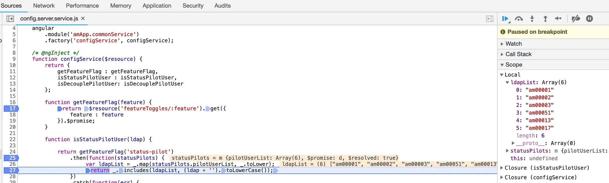 Config server list of users after refreshing the endpoint
