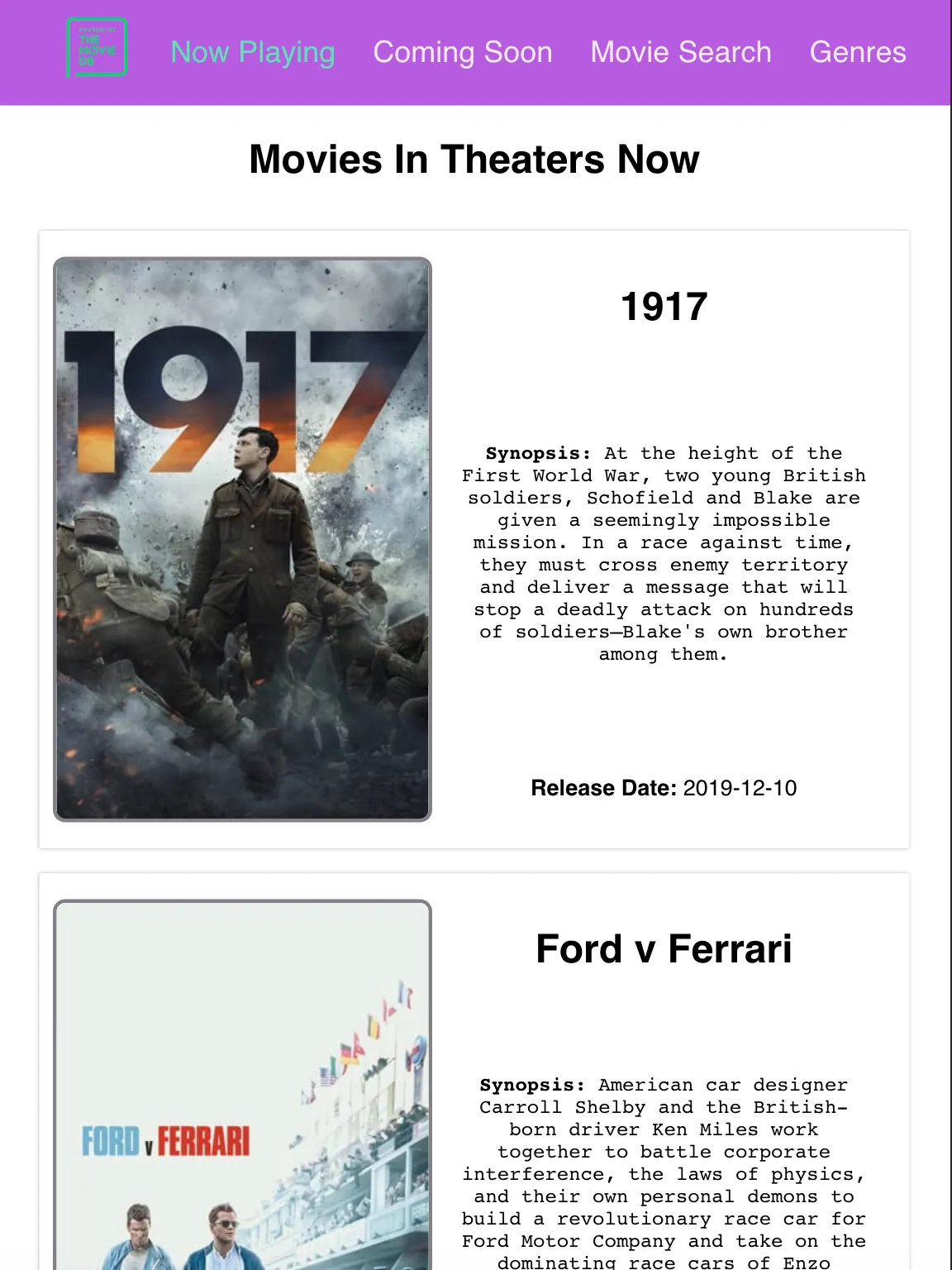 Tablet version of movie app
