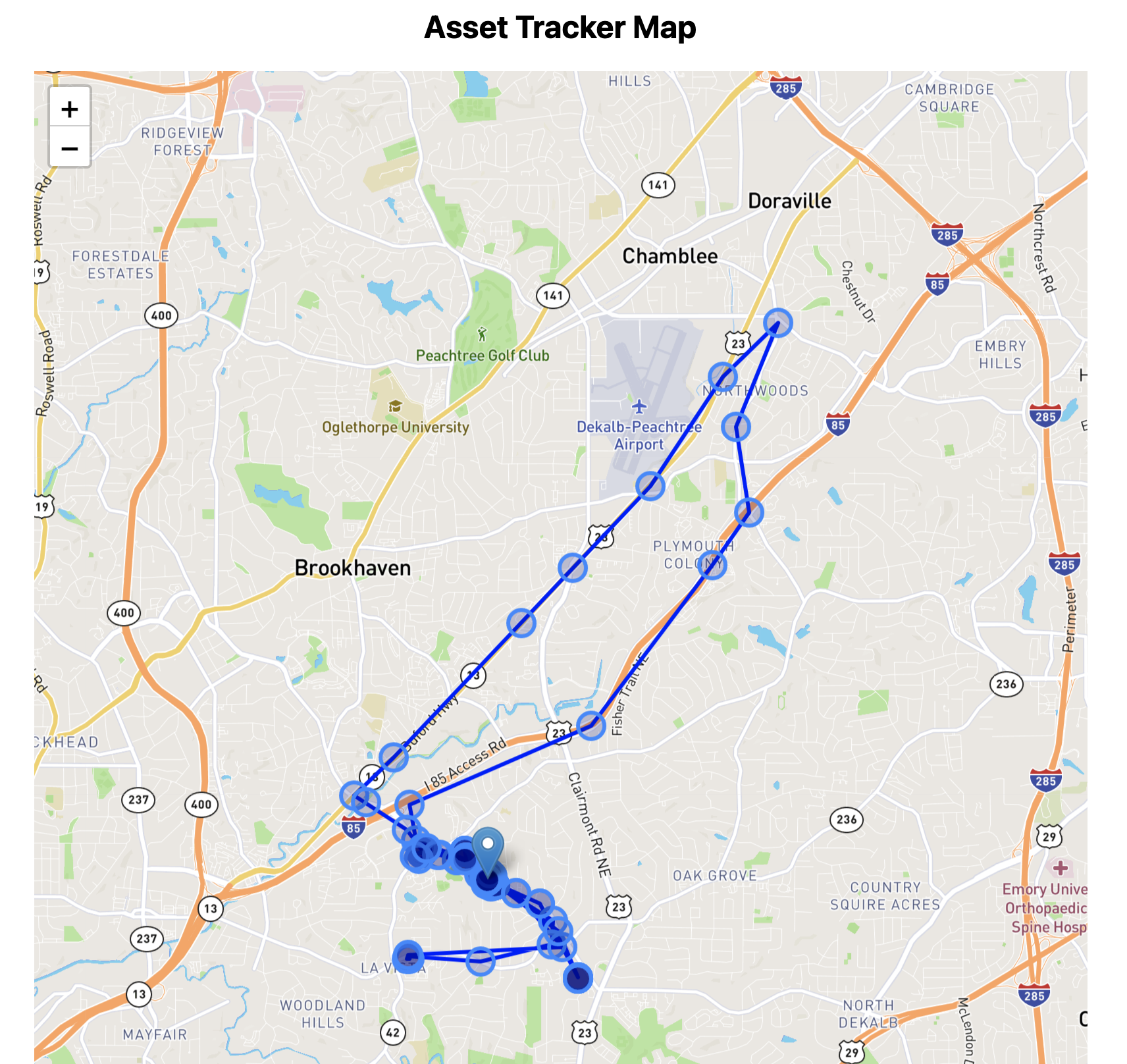 React-Leaflet map rendering the asset tracker's location during normal circumstances