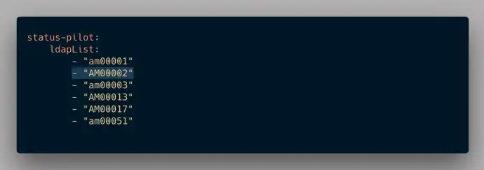 Status pilot LDAP list in YAML form