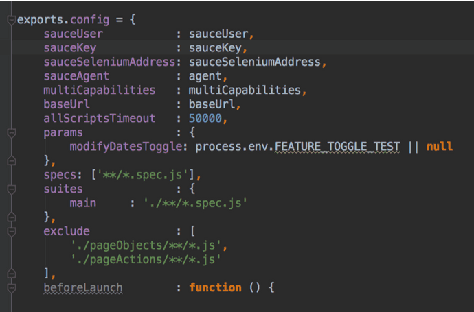 Feature toggle setup in e2e testing configuration