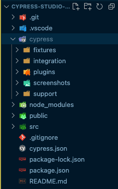 Cypress folder structure inside of new project