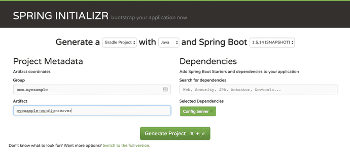 Spring Initializr site