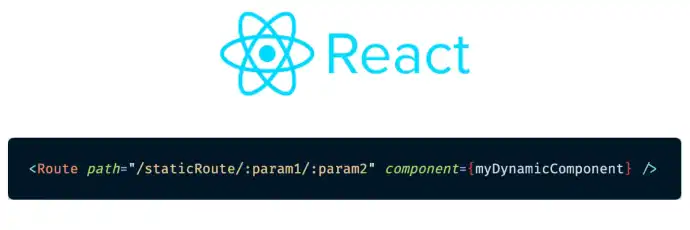 React logo and code snippet of route with multiple parameters