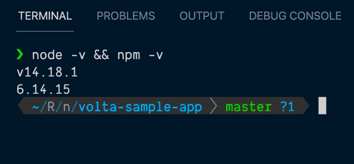 Default versions of Node and npm on local machine