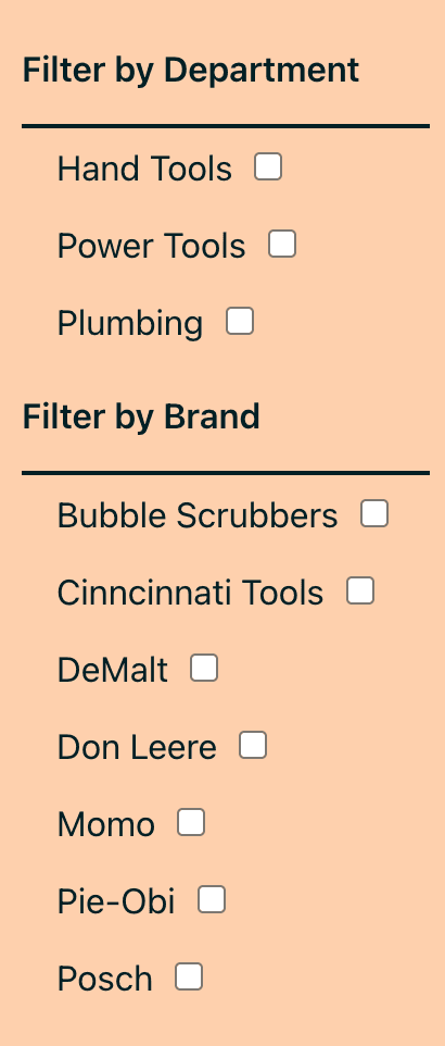 Hardware Handler filters on product list page