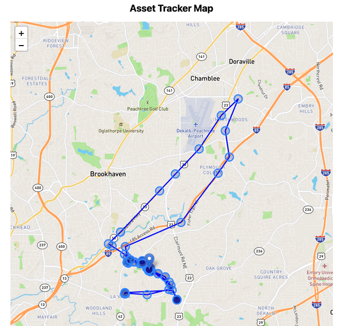 React-Leaflet map rendering the asset tracker's location during normal circumstances