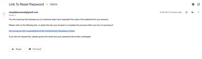 Email password reset