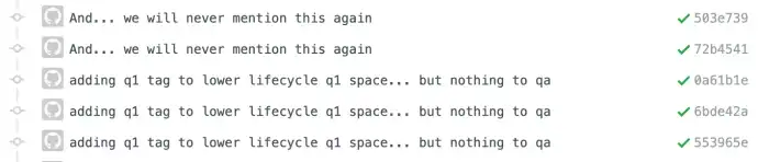 Nonsense commit messages that are all the same